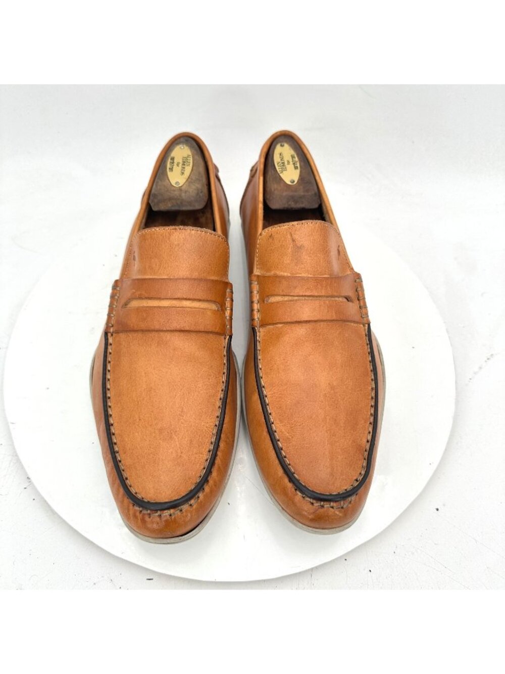 Harrys Of London Men Size 9 Brown Leather Pull On Penny Loafer Dress Shoes